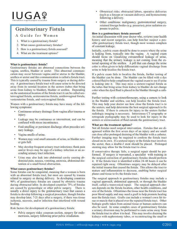 Genitourinary Fistula