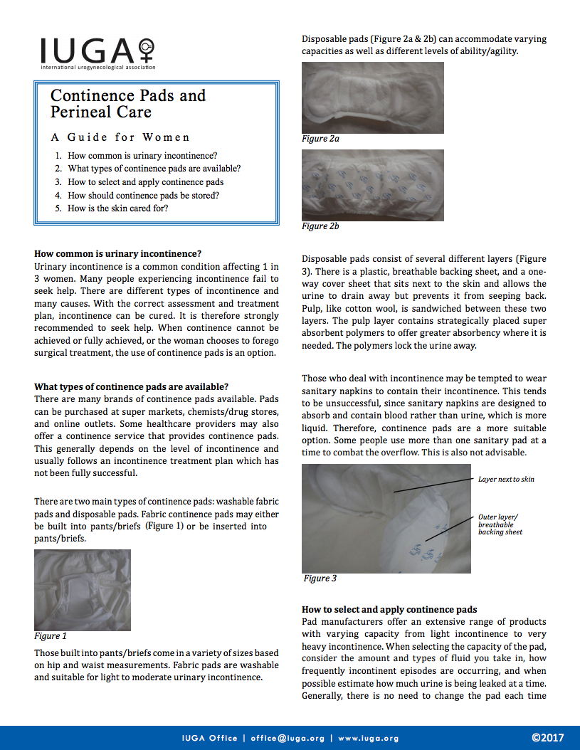 Continence Pads and Perineal Care