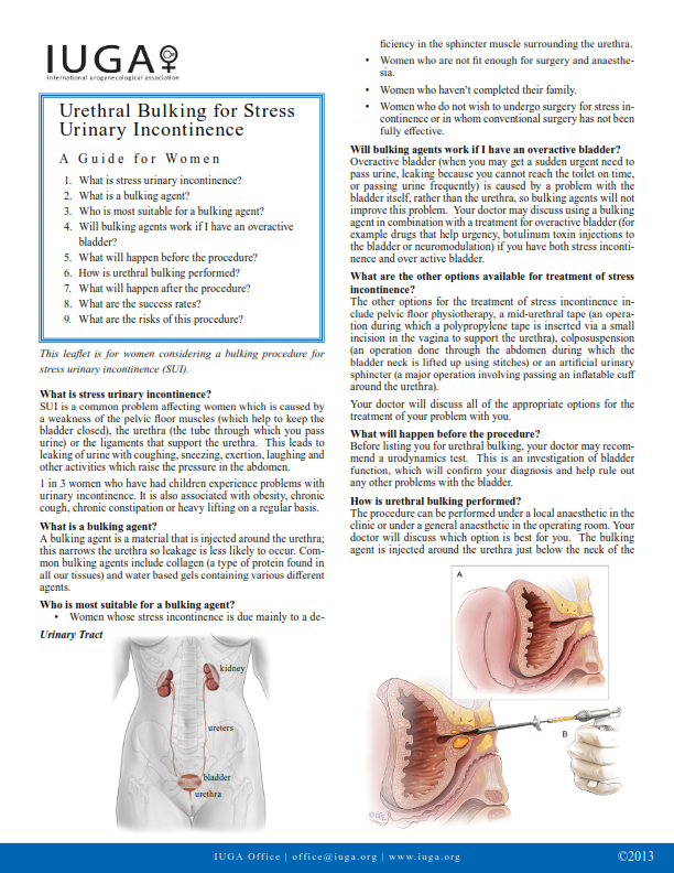 Urethral Bulking for Stress Urinary incontinence - Brazosport